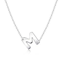 Silver Initial Letter Necklace M SPE-5553